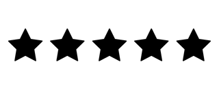 Five black five-point stars arranged in a horizontal row on a plain white background.